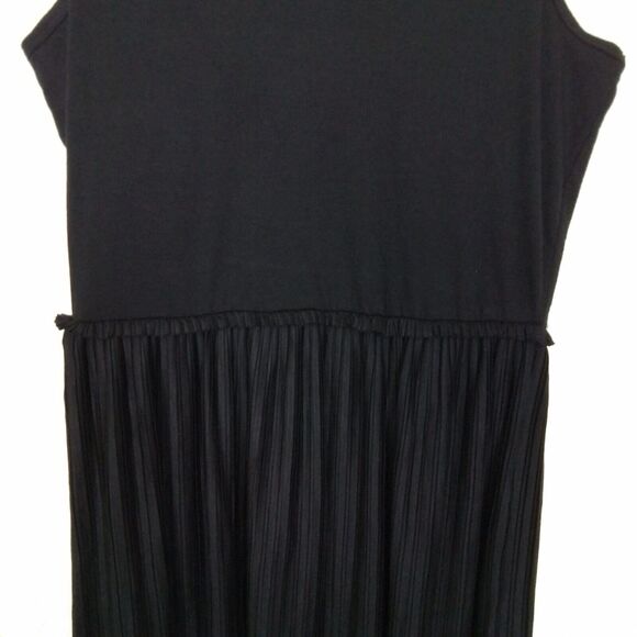 Tahari Solid Black Elastic Waist V-Neck Sleeveless Pleated Maxi‎ Dress Size M - Picture 6 of 14